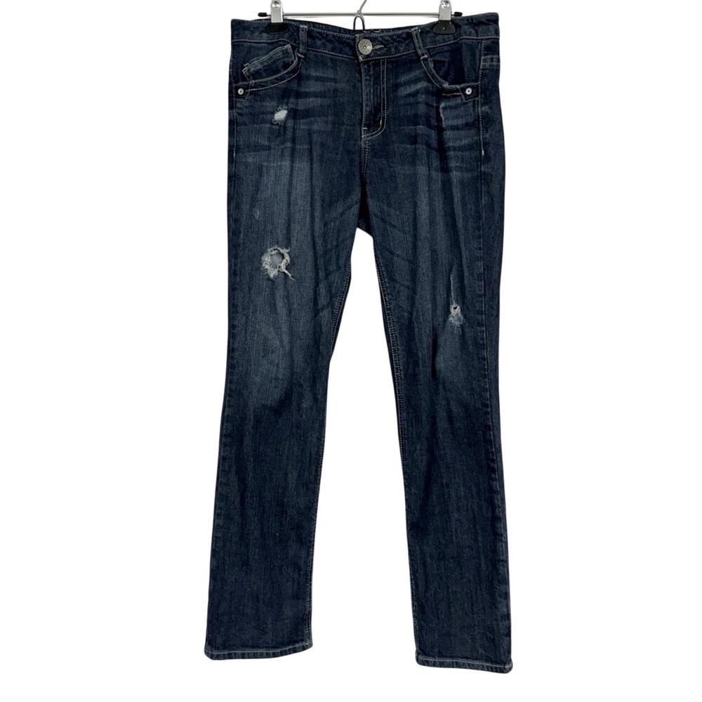 Democracy Blue Patriot Straight Leg Jeans Womens 10 Denim Mid Rise Zip Fly